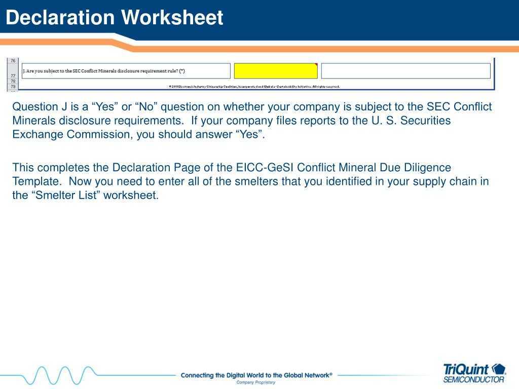 PPT – How To Complete The EICC GeSI Conflict Minerals Due  Throughout Eicc Conflict Minerals Reporting Template