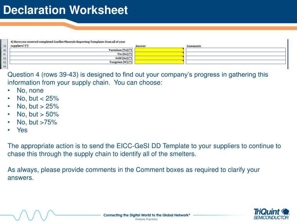 PPT – How To Complete The EICC GeSI Conflict Minerals Due  With Regard To Eicc Conflict Minerals Reporting Template