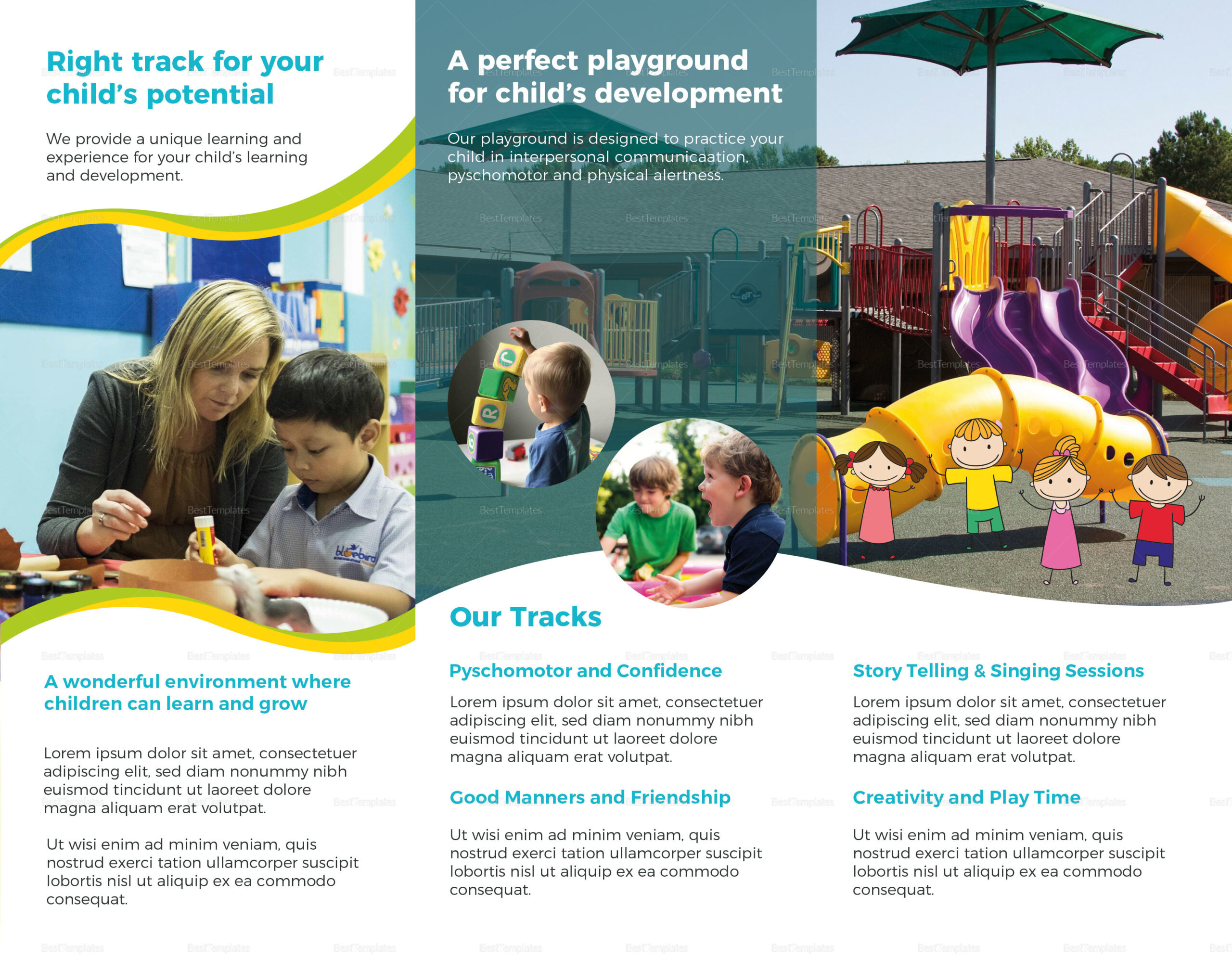 Pre School Brochure Design Template in PSD, Word, Publisher  Pertaining To Play School Brochure Templates