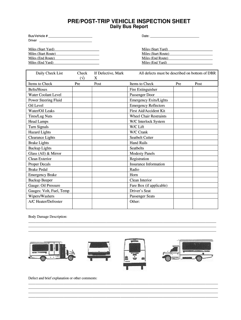 Pre Vehicle Inspection Sheet: Fill Out & Sign Online  DocHub With Vehicle Inspection Report Template