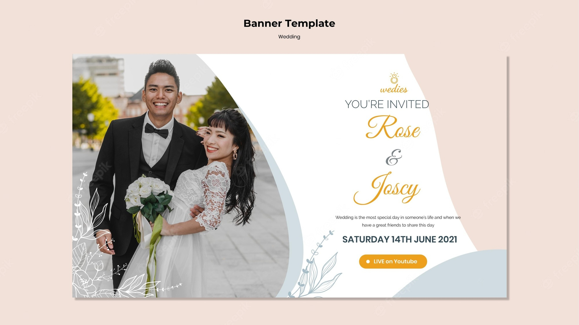 Premium PSD  Horizontal banner template for wedding ceremony with  Regarding Bride To Be Banner Template