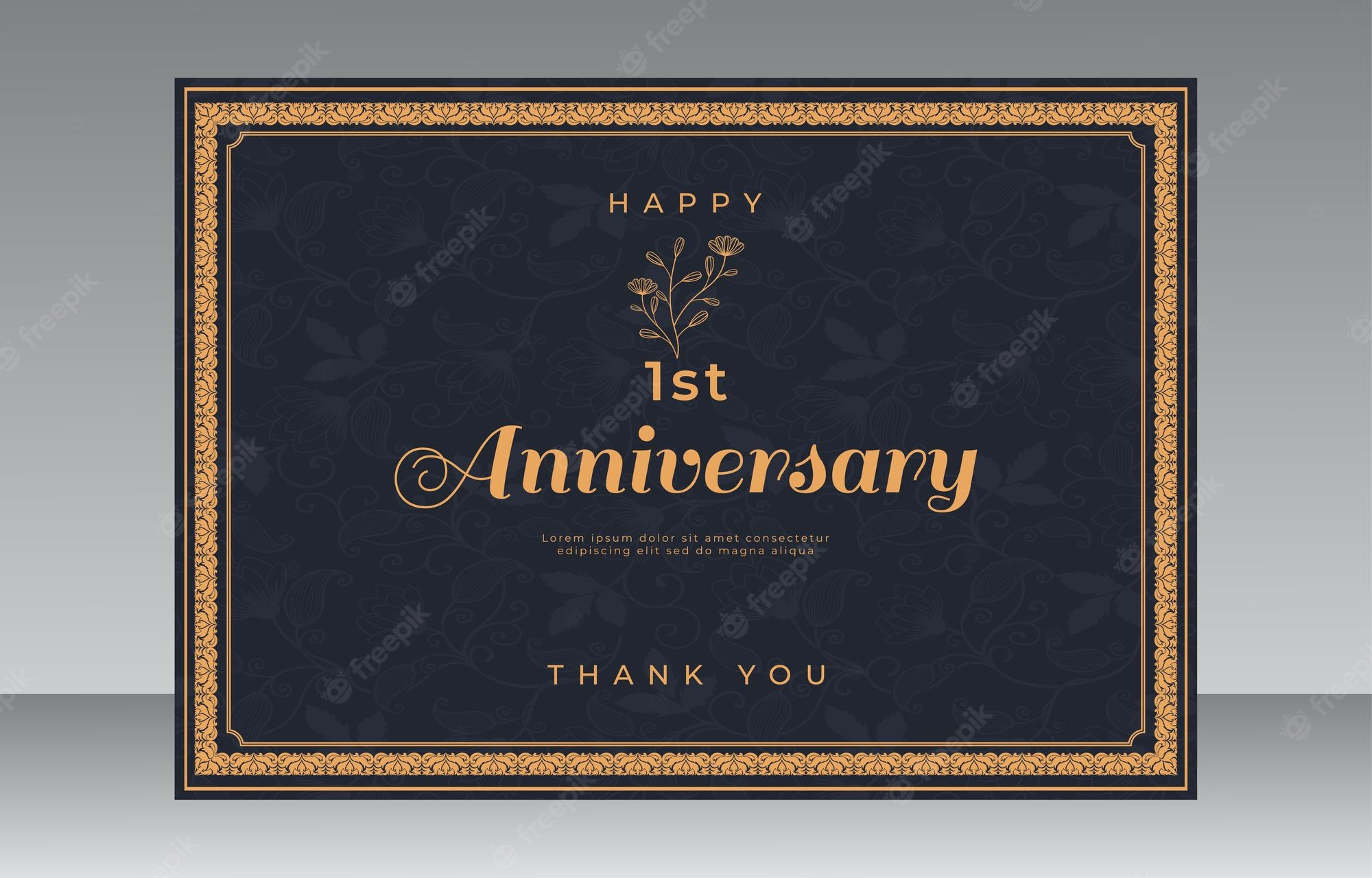 Premium Vector  Anniversary certificate template with flower hand  With Regard To Anniversary Certificate Template Free