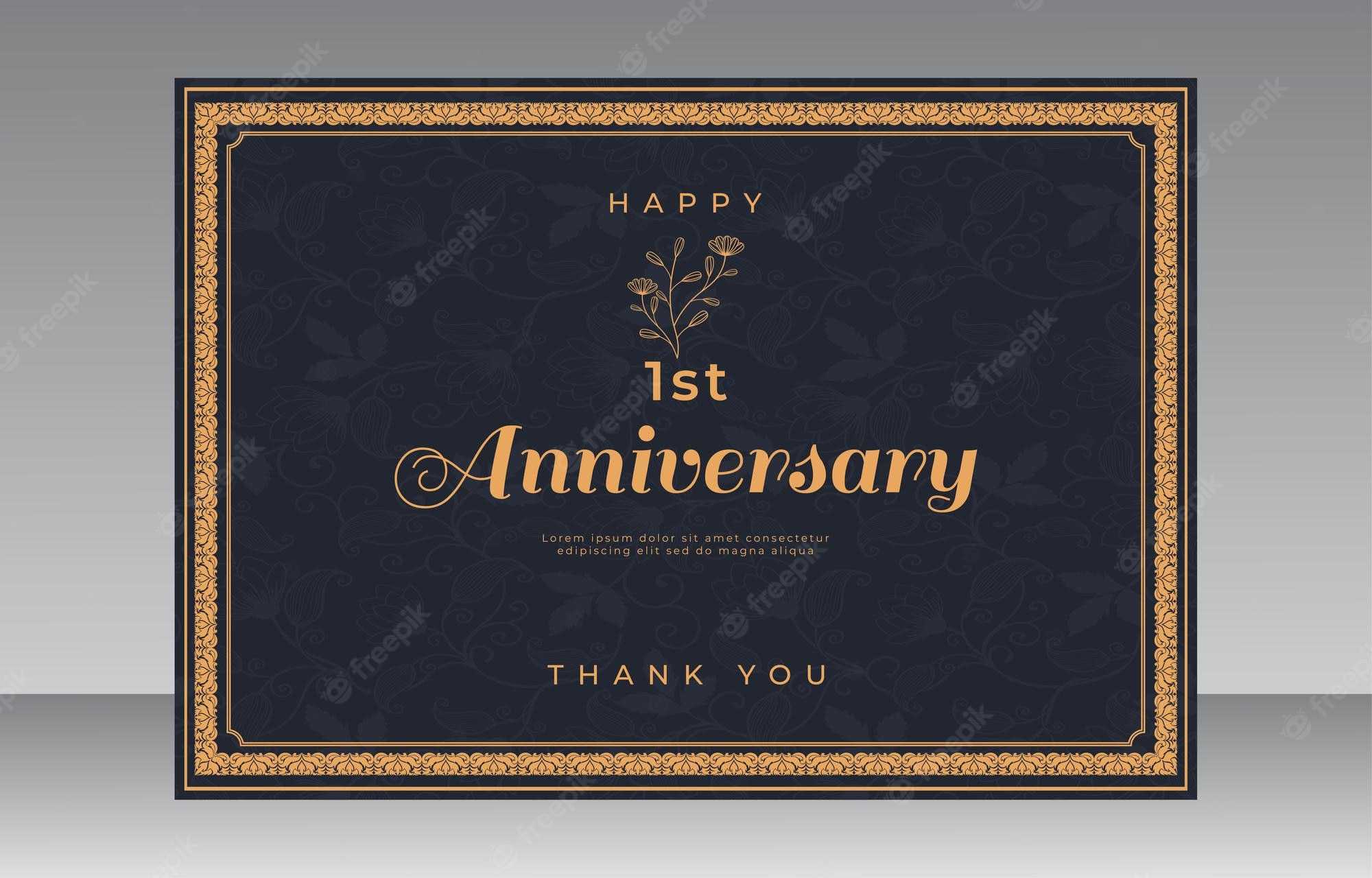 Premium Vector  Anniversary Certificate Template With Flower Hand  With Regard To Anniversary Certificate Template Free