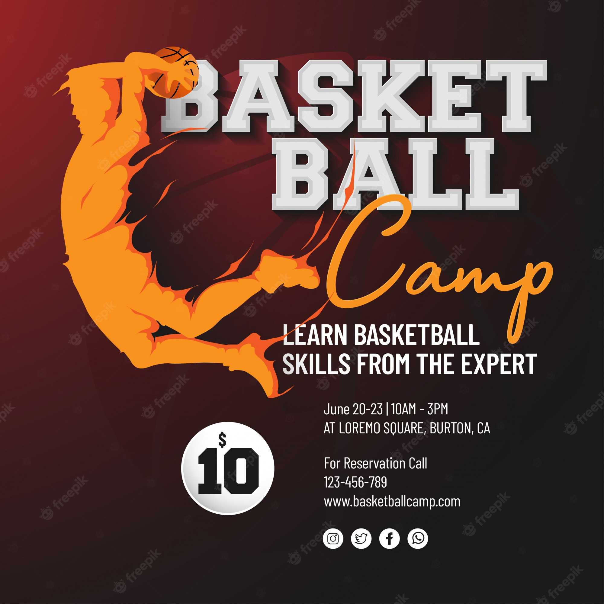 Premium Vector  Basketball camp flyer template Regarding Basketball Camp Brochure Template