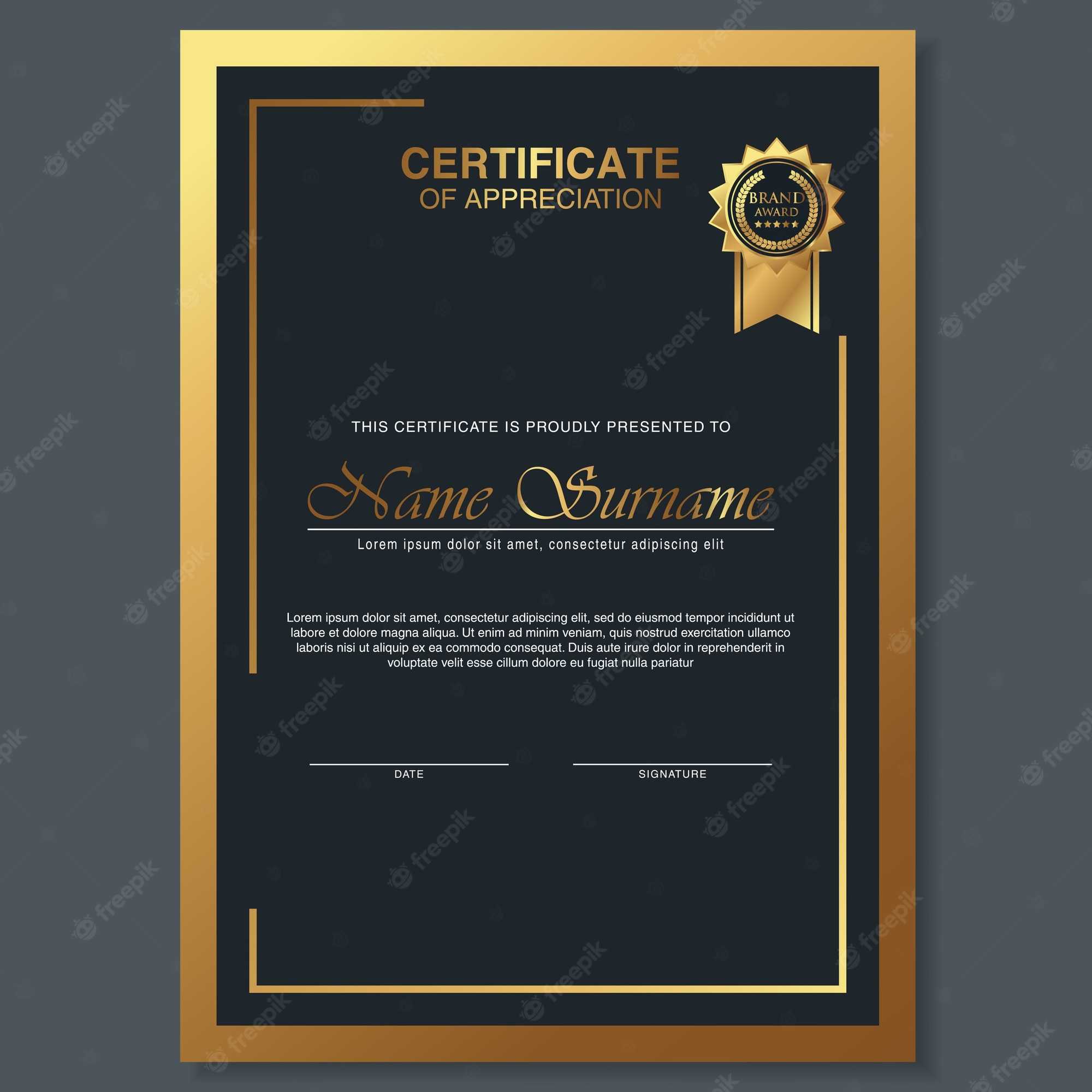 Premium Vector  Beautiful certificate template design with best  Throughout Beautiful Certificate Templates