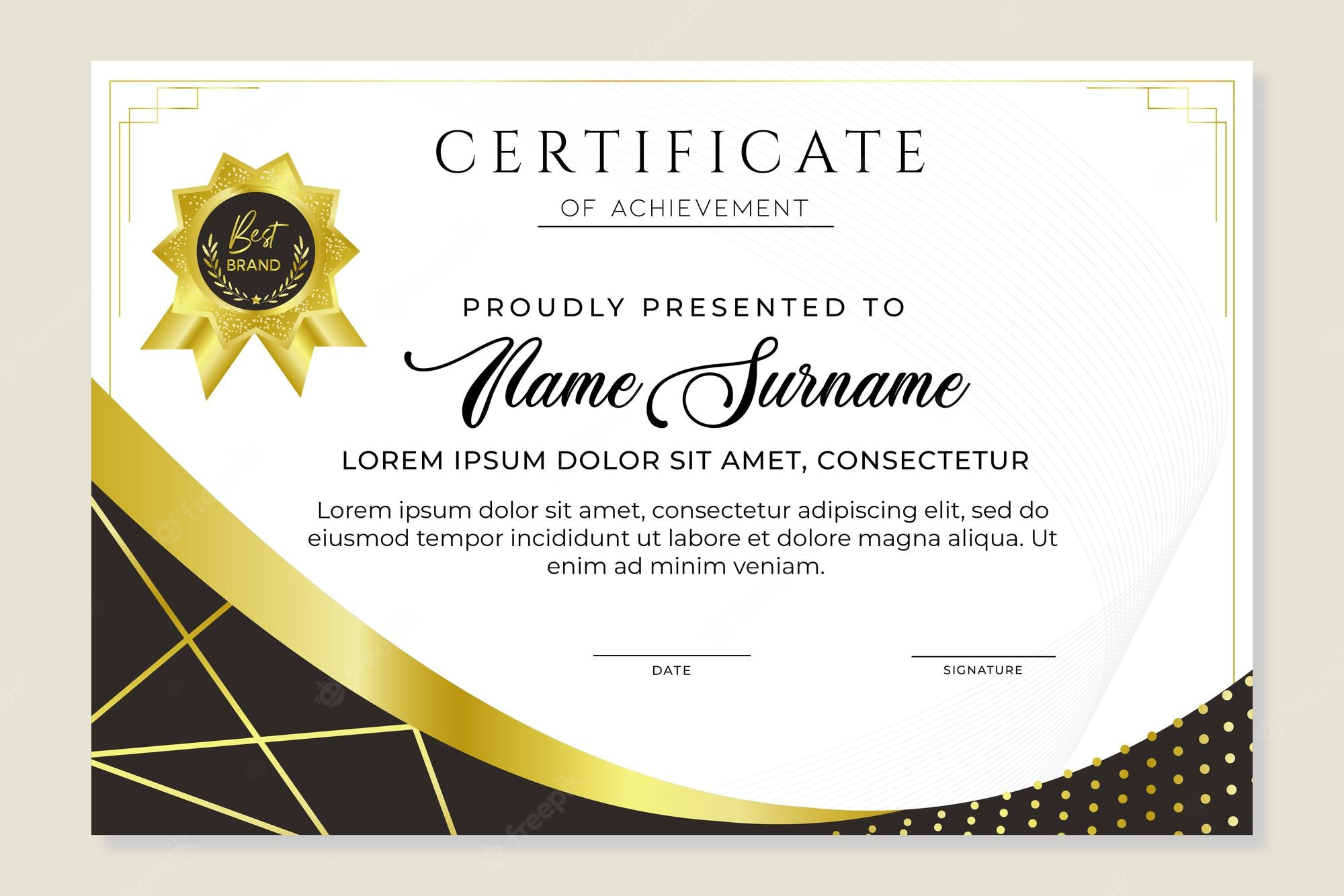 Premium Vector  Black and gold beauty certificate template Within Beautiful Certificate Templates
