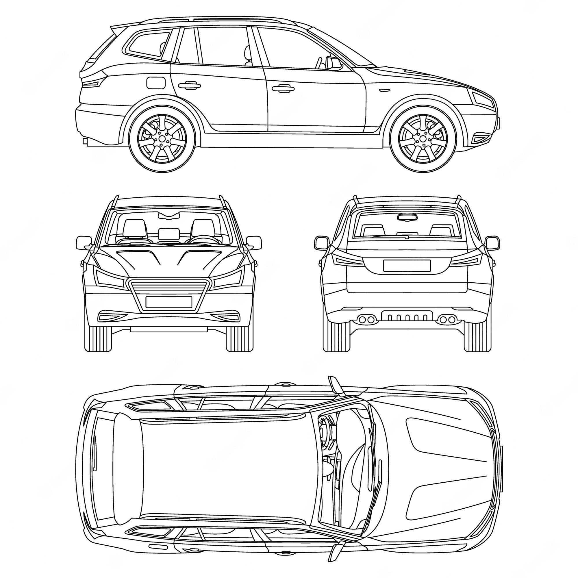 Premium Vector  Car Suv 10×10 Line Draw Rent Damage Condition  For Car Damage Report Template