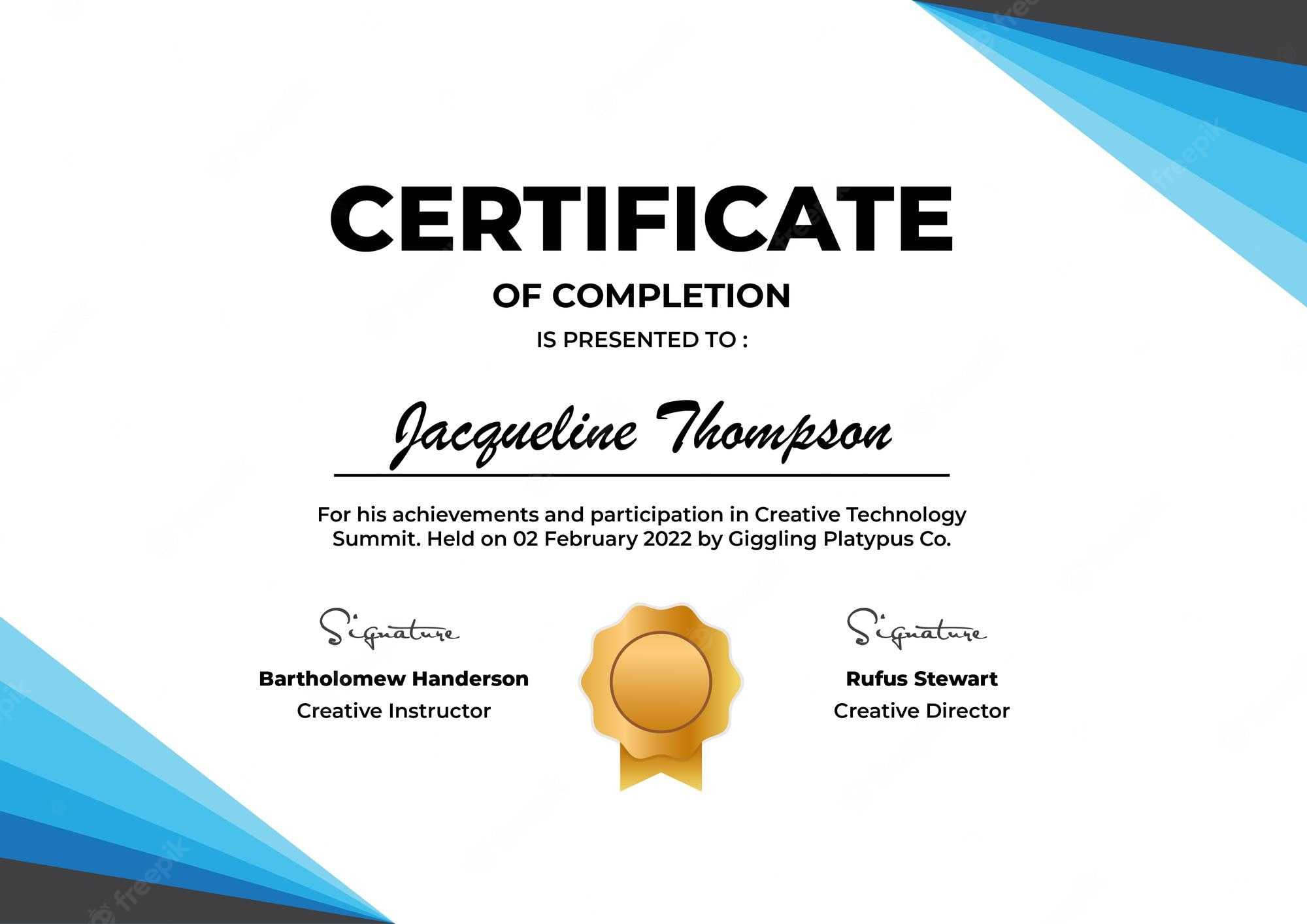 Premium Vector  Certificate completion modern vector template