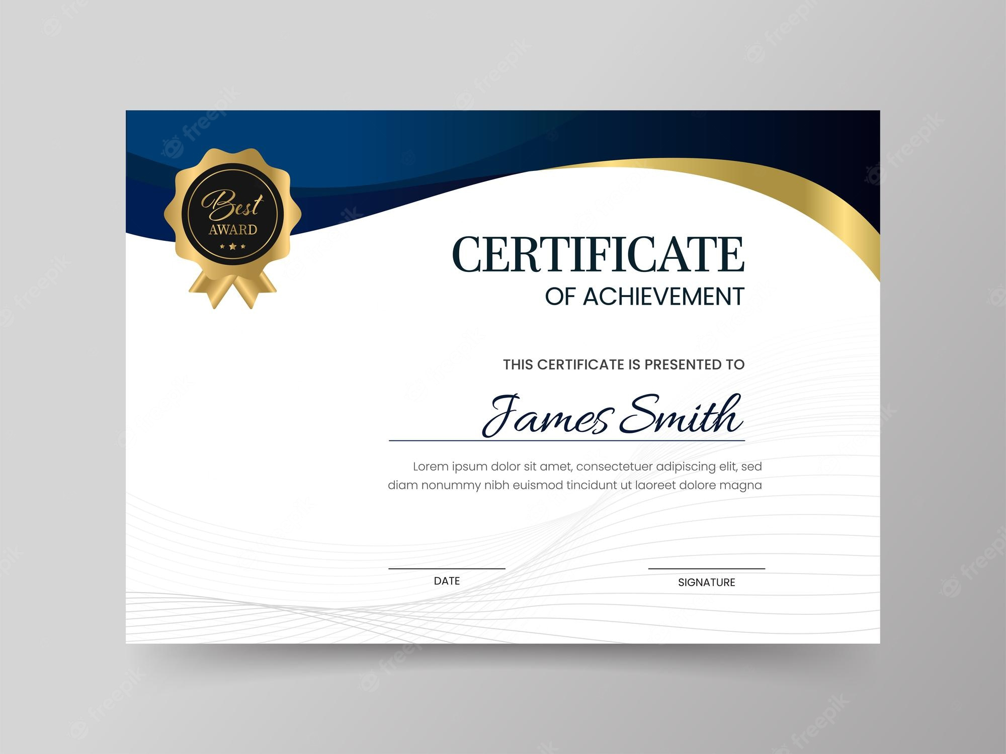 Premium Vector  Certificate of achievement template layout in