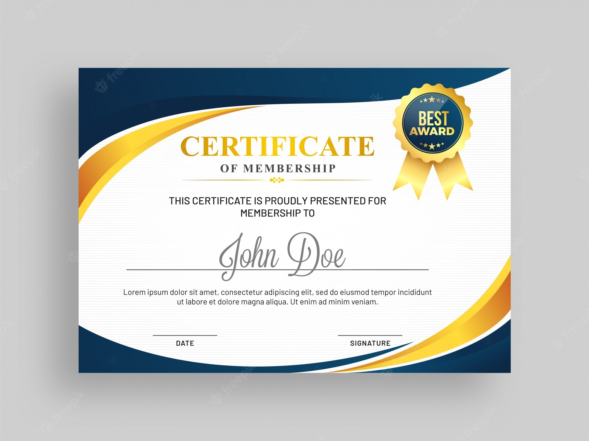 Premium Vector  Certificate of membership template with blue and  For New Member Certificate Template