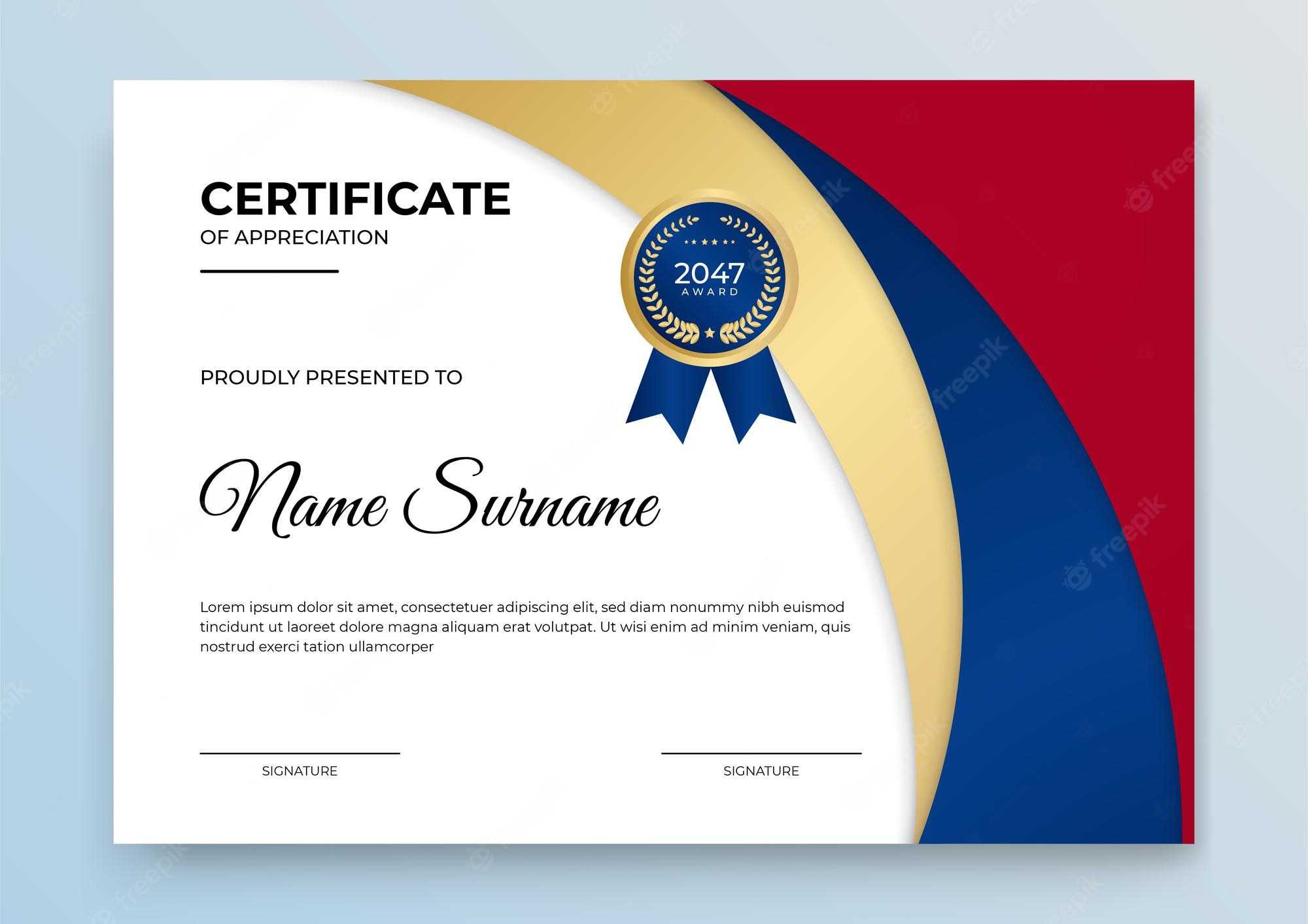 Premium Vector Certificate template blue and gold Premium Vector Certificate template blue and gold