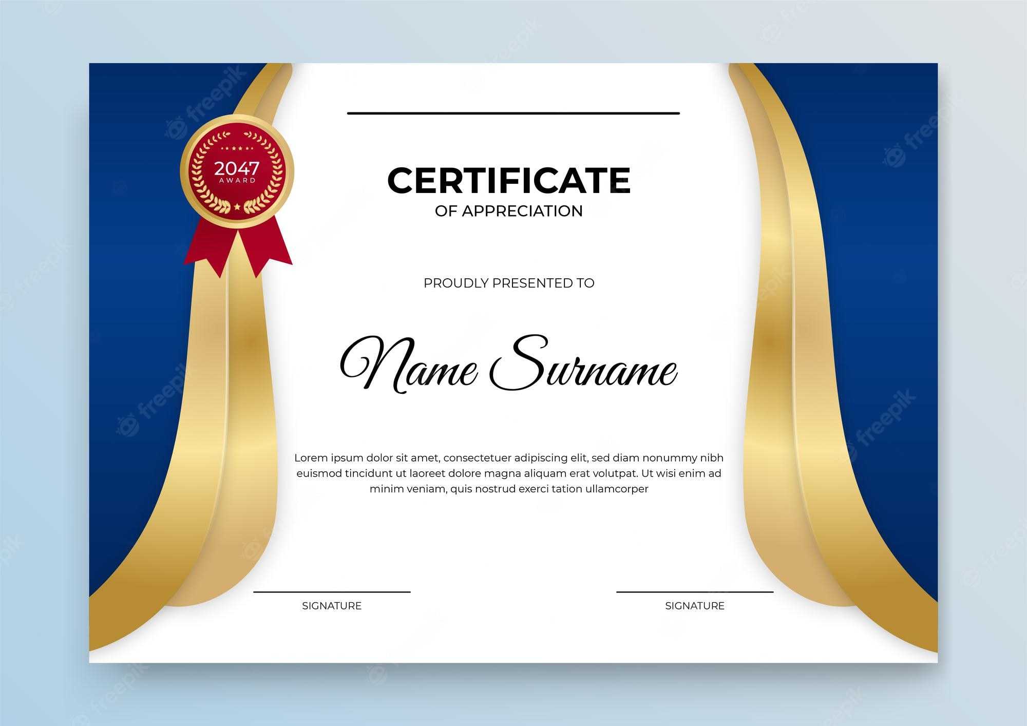 Premium Vector Certificate template blue and gold Premium Vector Certificate template blue and gold