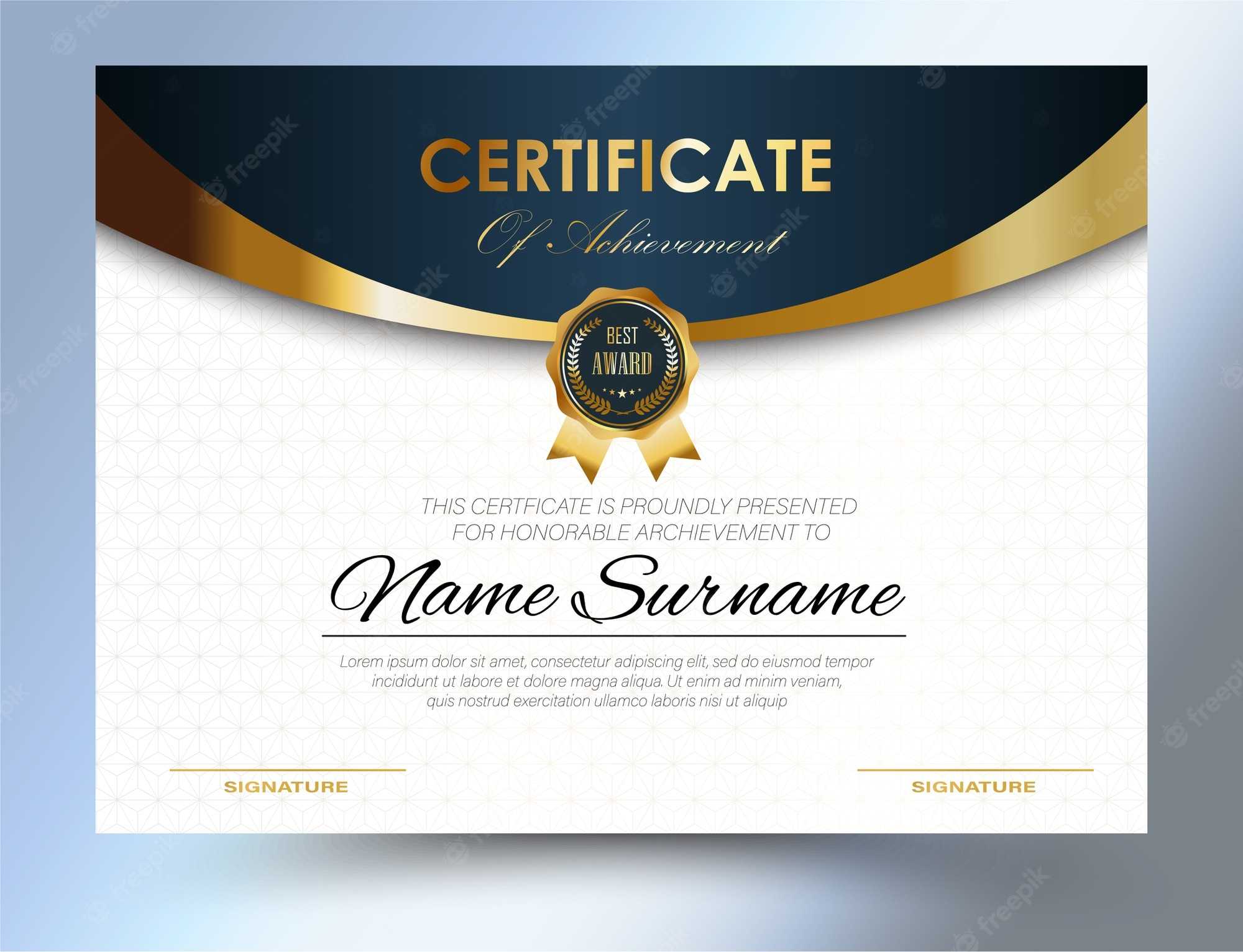 Premium Vector  Certificate Template Design A10 Size Regarding Certificate Template Size