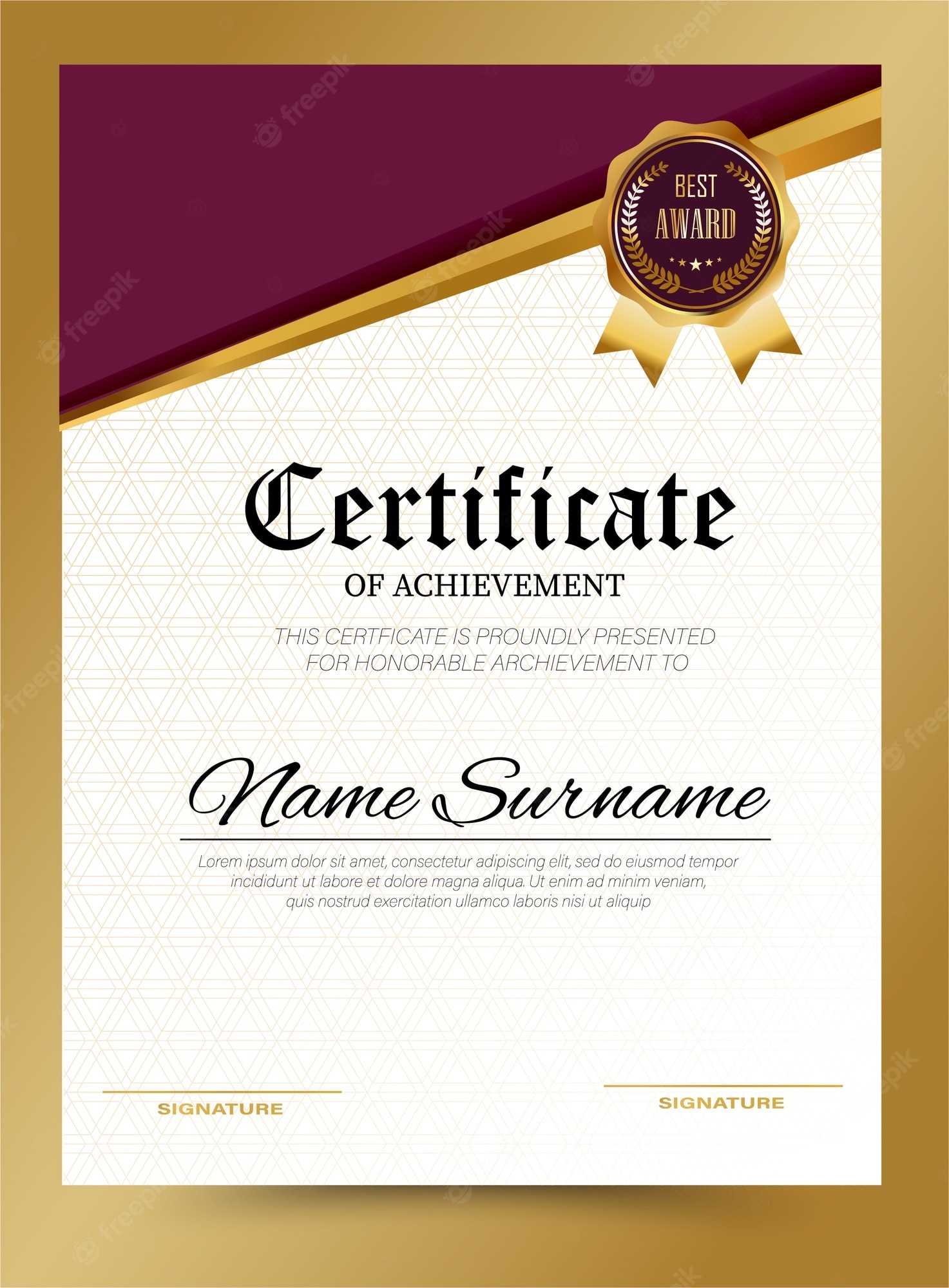 Premium Vector  Certificate template design a10 size With Regard To Certificate Template Size