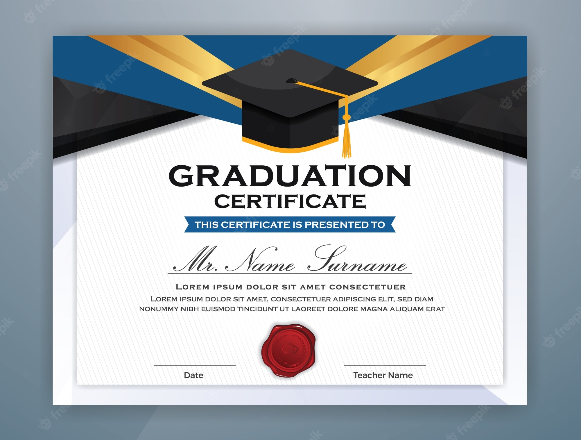 Premium Vector  Graduation Certificate Template Intended For Free Printable Graduation Certificate Templates