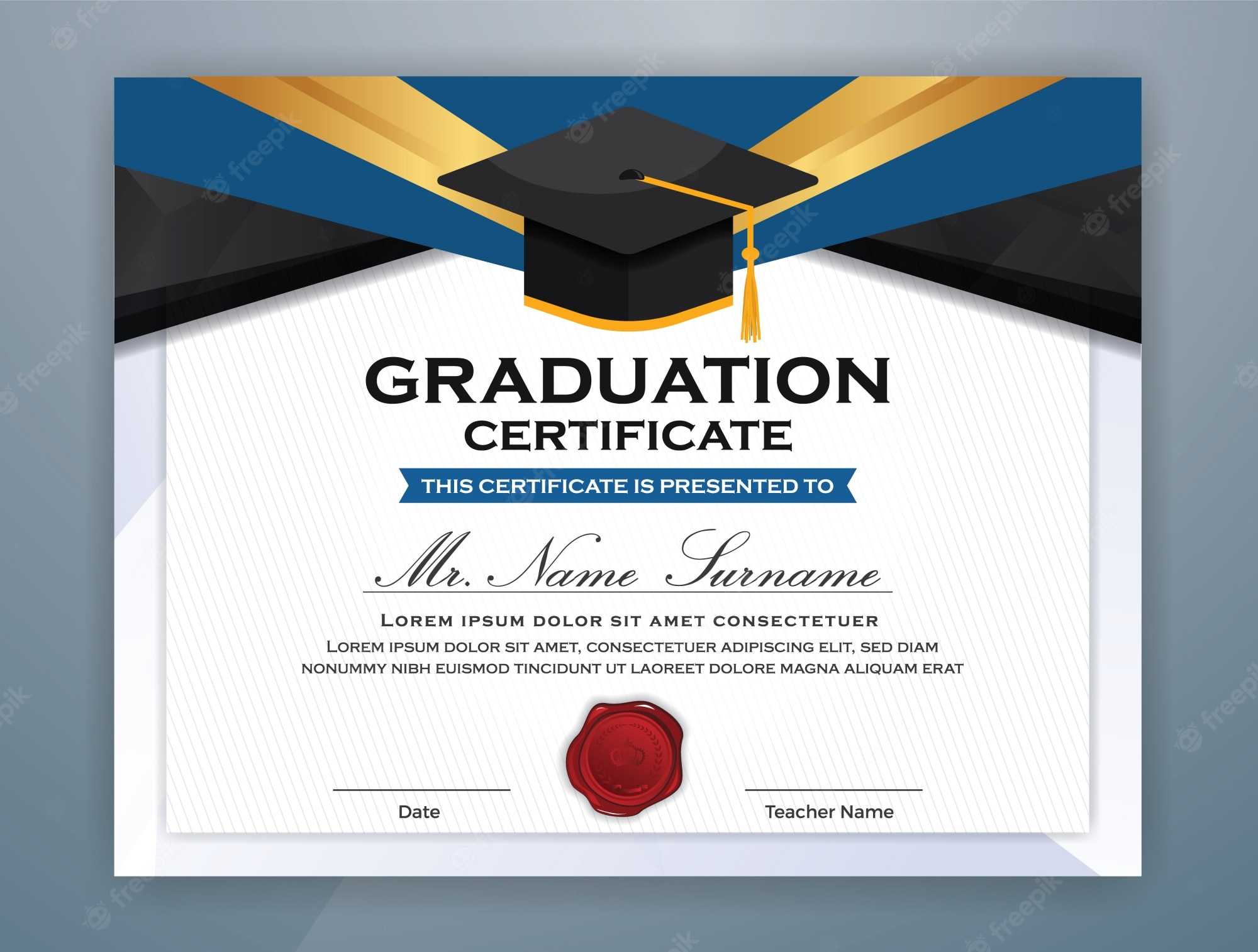 Premium Vector  Graduation Certificate Template Intended For Free Printable Graduation Certificate Templates