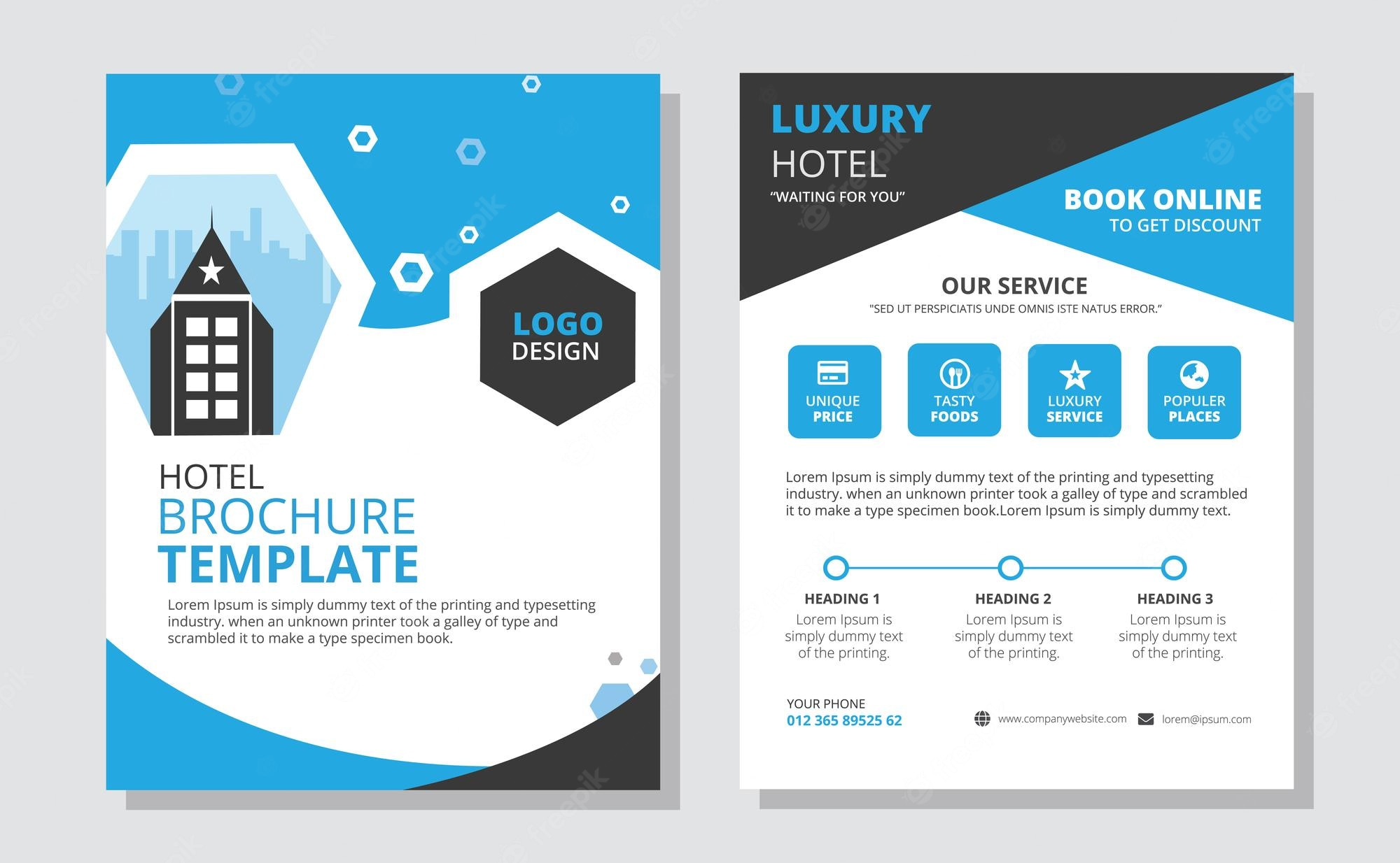 Premium Vector  Hotel brochure design vector template