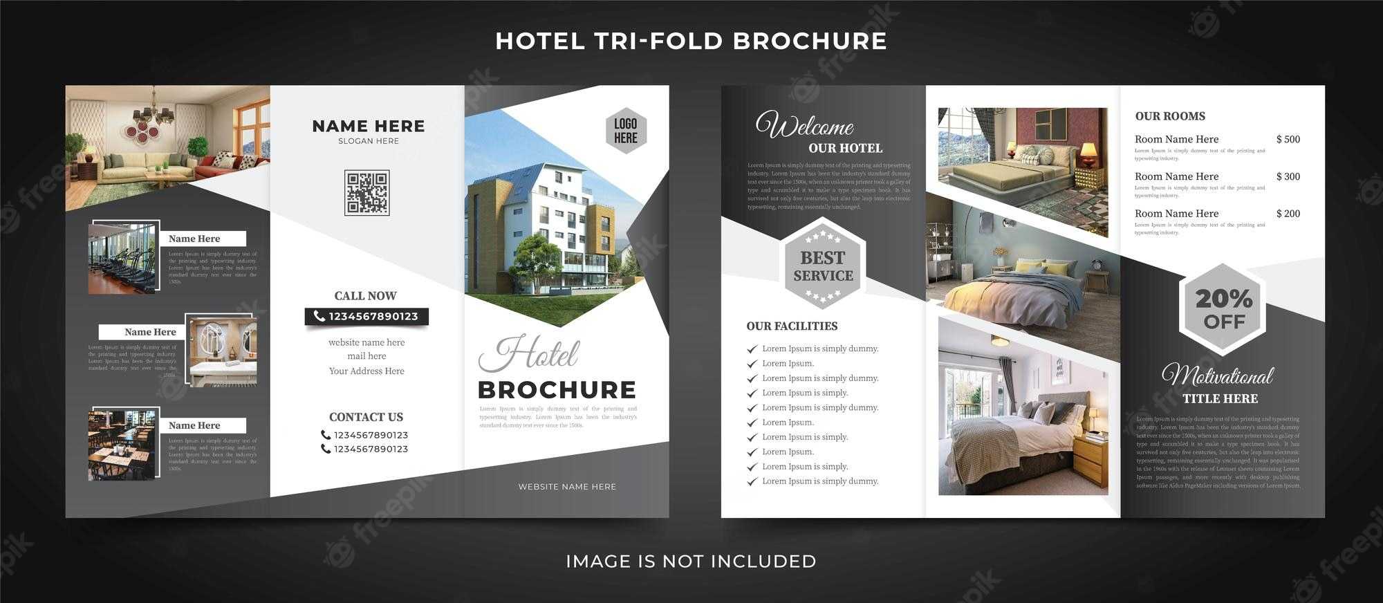 Premium Vector  Luxurious Hotel Trifold Brochure Template Within Hotel Brochure Design Templates