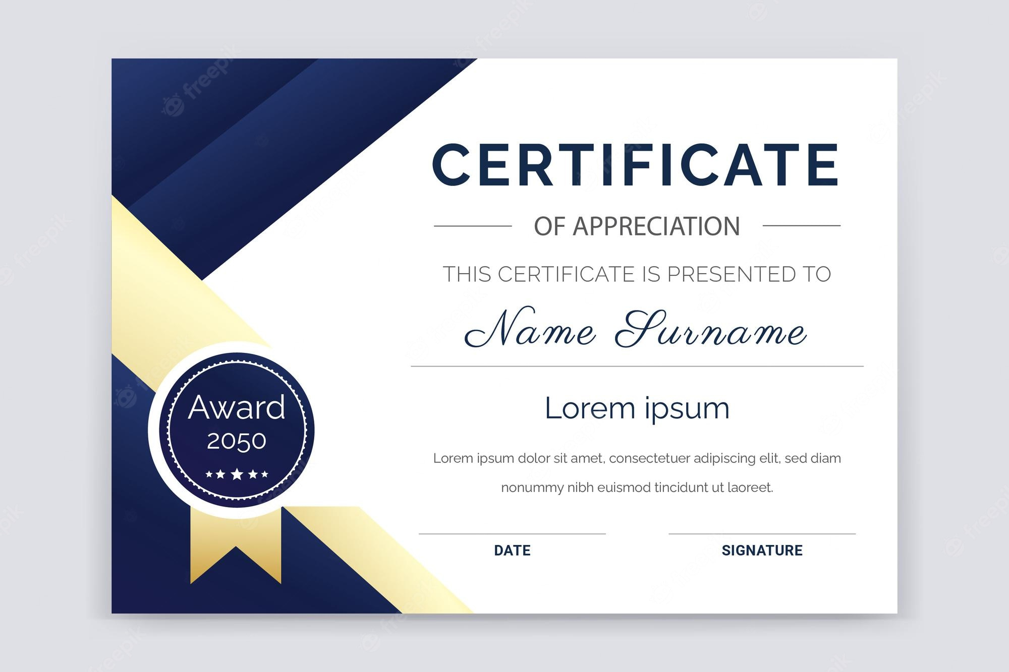 Premium Vector  Modern and professional academic certificate of  Within Academic Award Certificate Template