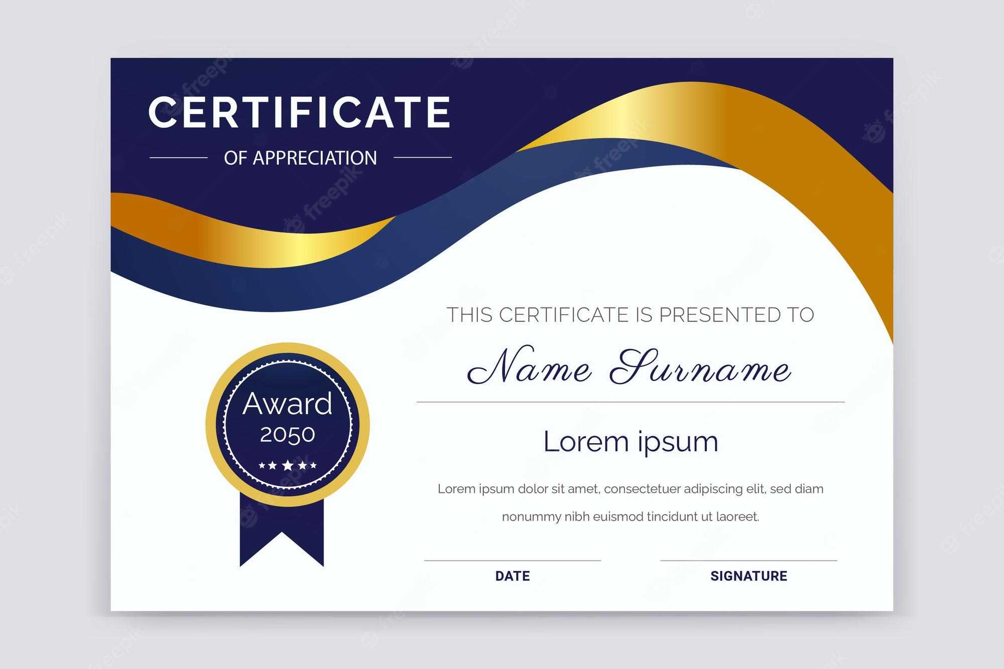 Premium Vector  Modern and professional certificate template  In Professional Award Certificate Template