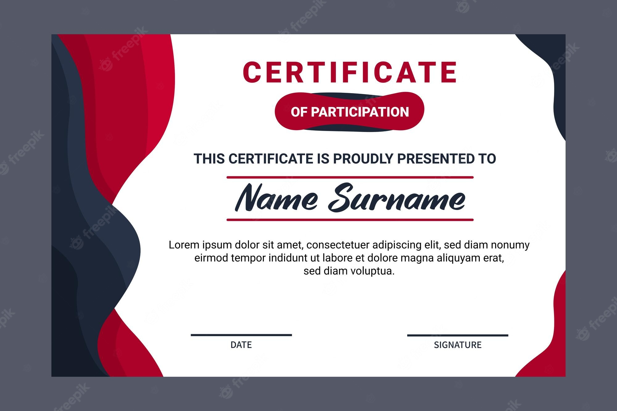 Premium Vector  Modern certificate of participation template Throughout Free Templates For Certificates Of Participation