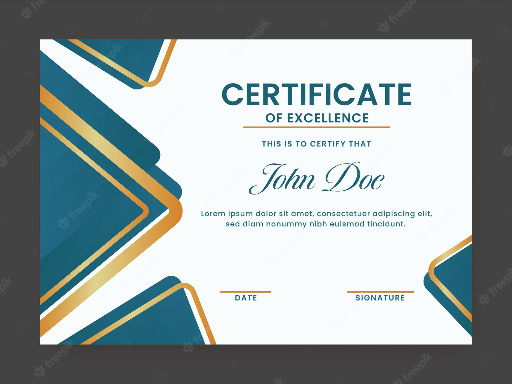 Premium Vector  Printable Certificate Of Excellence Template  Intended For Free Certificate Of Excellence Template