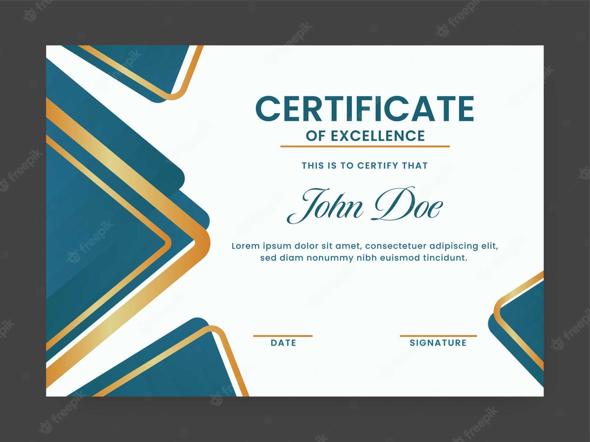 Premium Vector  Printable Certificate Of Excellence Template  Intended For Free Certificate Of Excellence Template