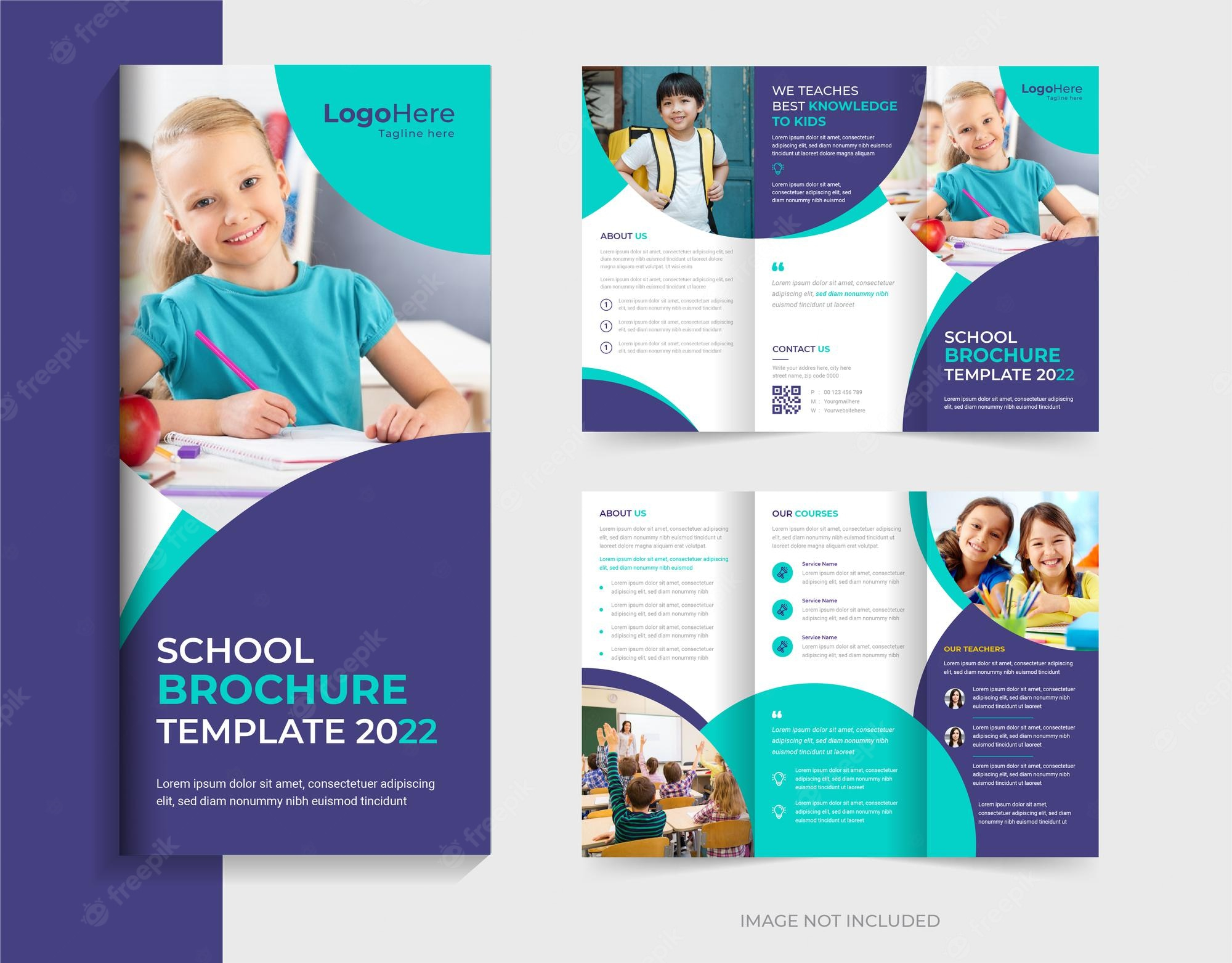 Premium Vector  School education tri fold brochure design  Pertaining To School Brochure Design Templates