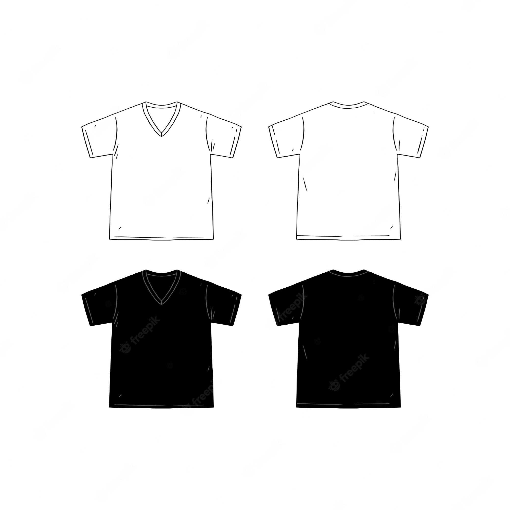 Premium Vector  Set of blank vneck tshirt design template hand  With Regard To Blank V Neck T Shirt Template