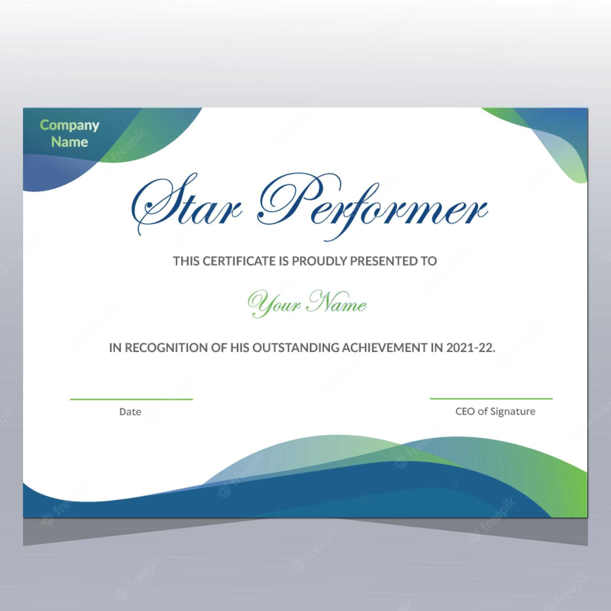 Premium Vector  Star performer certificate template With Star Performer Certificate Templates