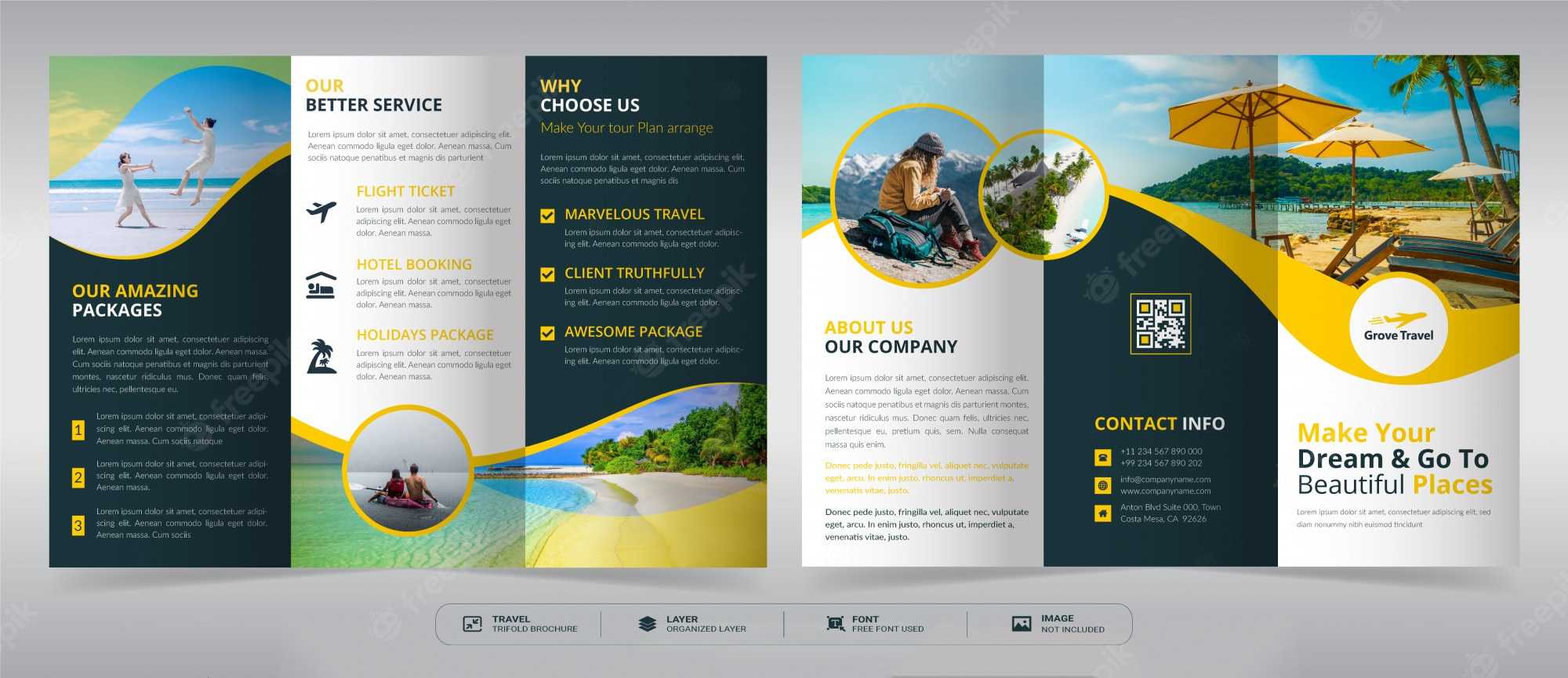 Premium Vector  Travel Trifold Brochure Template Throughout Travel Brochure Template For Students