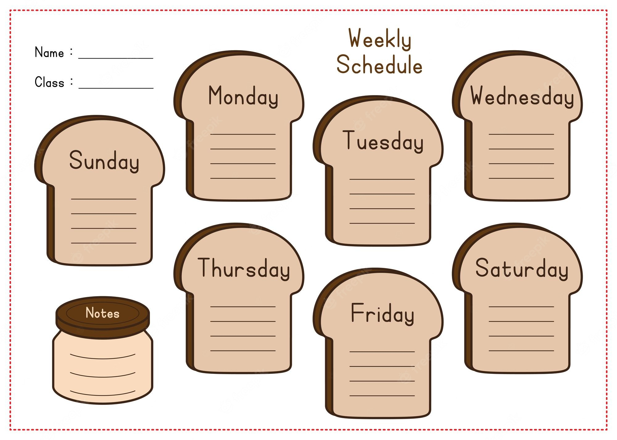 Premium Vector  Weekly Schedule School Timetables With Bread And Jam Throughout Sandwich Book Report Printable Template