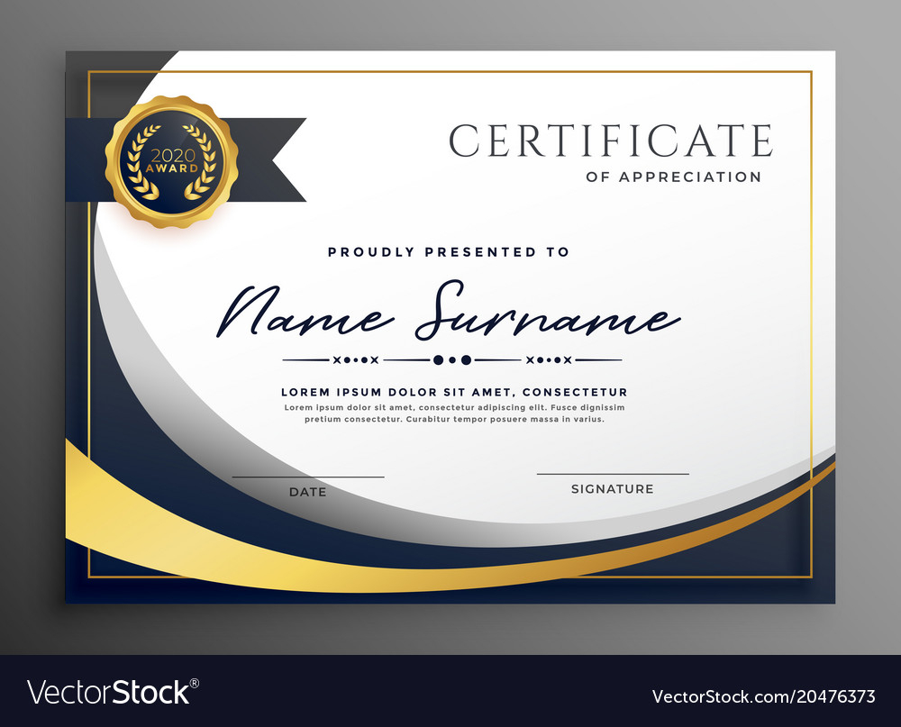 Premium wavy certificate template design Vector Image With Design A Certificate Template