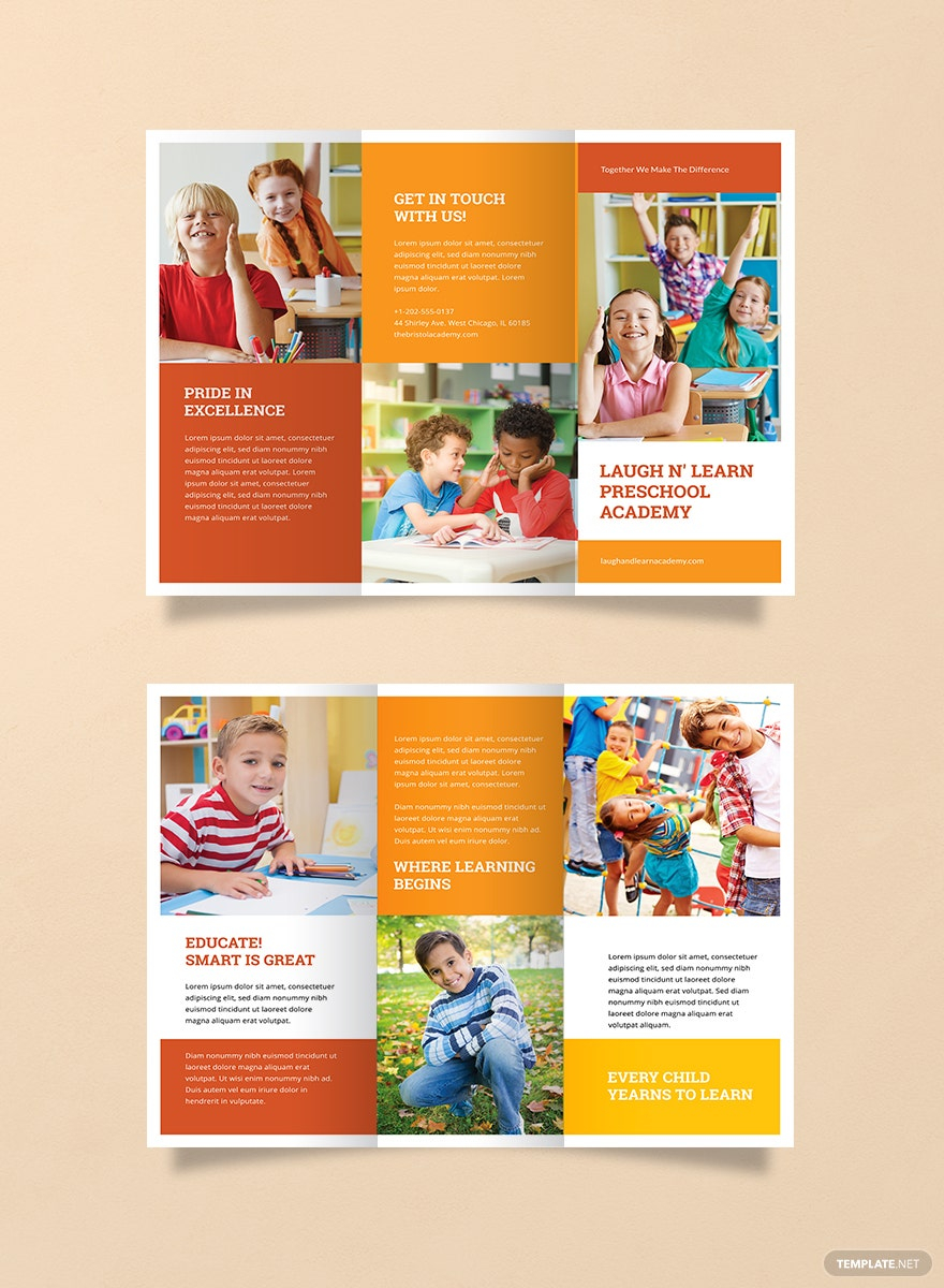 Preschool Brochure Template - Illustrator, InDesign, Word, Apple  Intended For Play School Brochure Templates