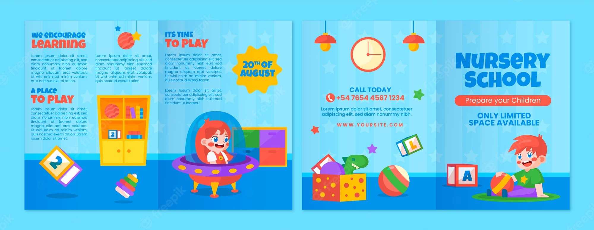 Preschool Brochure Vectors & Illustrations For Free Download  Freepik With Regard To Play School Brochure Templates