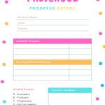 Preschool Progress Report  Free Printable Papercraft Templates With Regard To Preschool Weekly Report Template