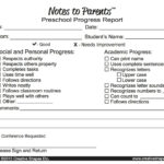 Preschool Progress Report – Notes To Parents Regarding Preschool Progress Report Template