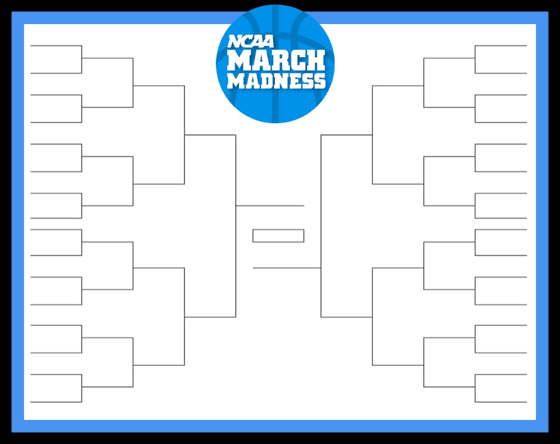 Printable 10-team bracket for the second round of March Madness  With Blank March Madness Bracket Template