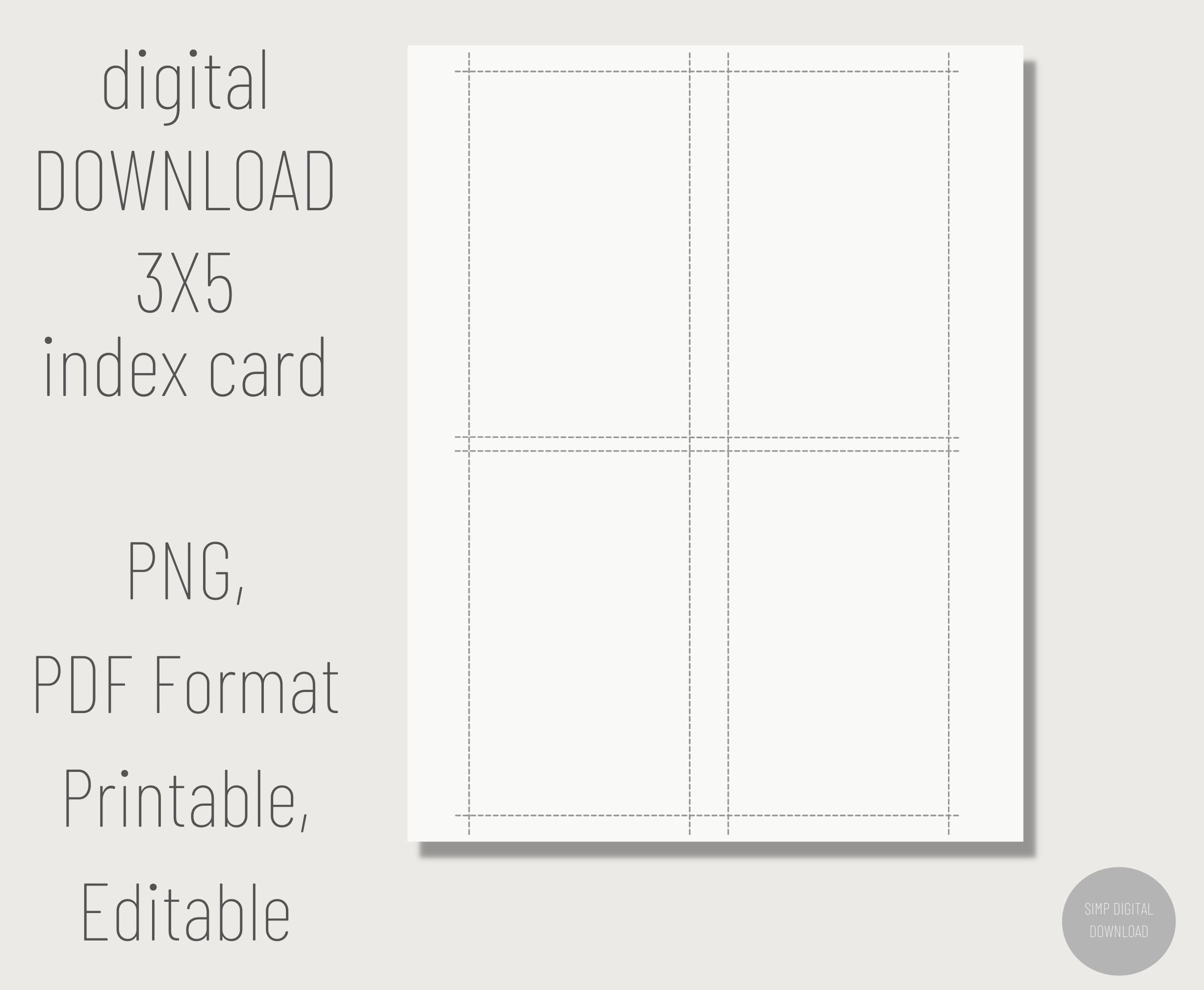 Printable 10x10 Index Card. Digital Index Card