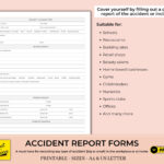 Printable Accident / Incident Report Forms Template  For Work Or Home  Based Business  Health & Safety Compliant  Digital Download  (A10) Within Health And Safety Incident Report Form Template