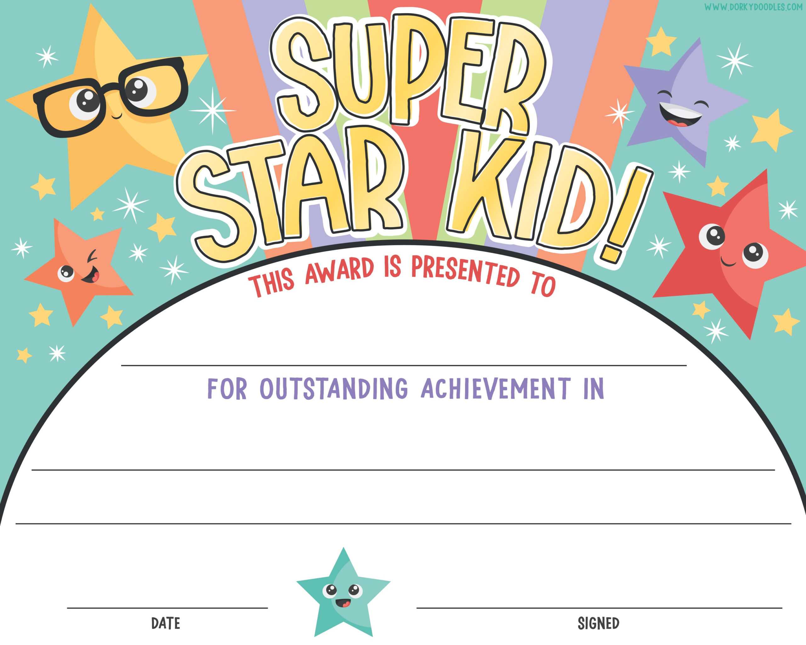 Printable Award Certificate For Kids – Dorky Doodles Throughout Star Certificate Templates Free