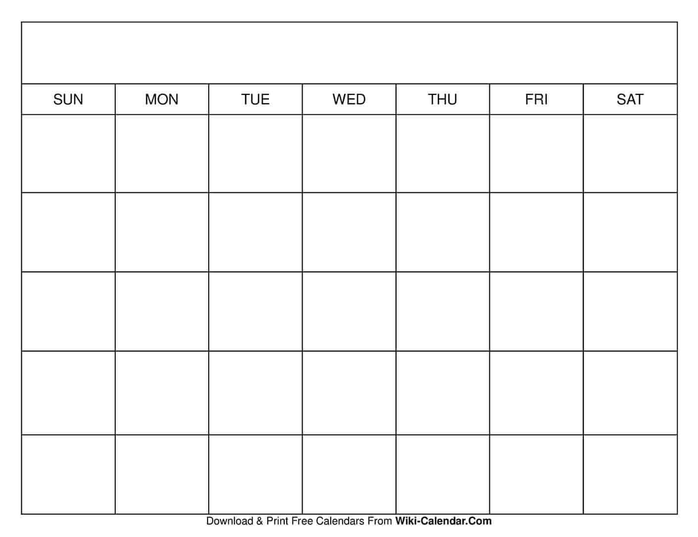 Printable Blank Calendar Templates - Wiki Calendar For Blank Calender Template