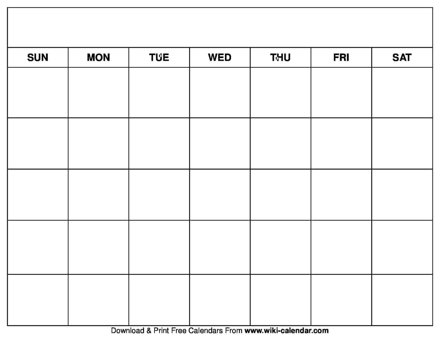 Printable Blank Calendar Templates - Wiki Calendar In Blank One Month Calendar Template