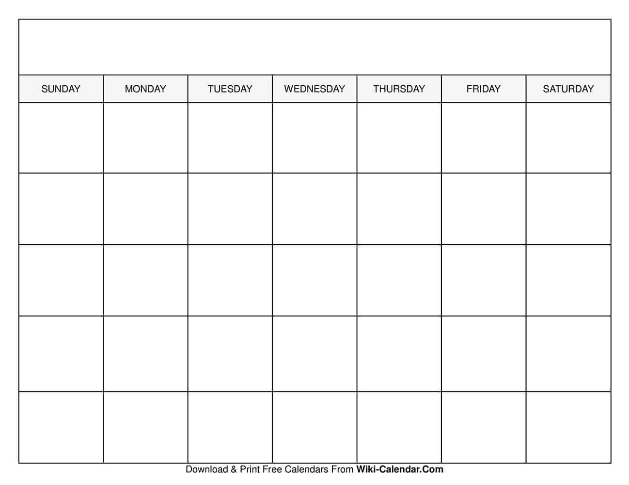 Printable Blank Calendar Templates – Wiki Calendar Inside Full Page Blank Calendar Template
