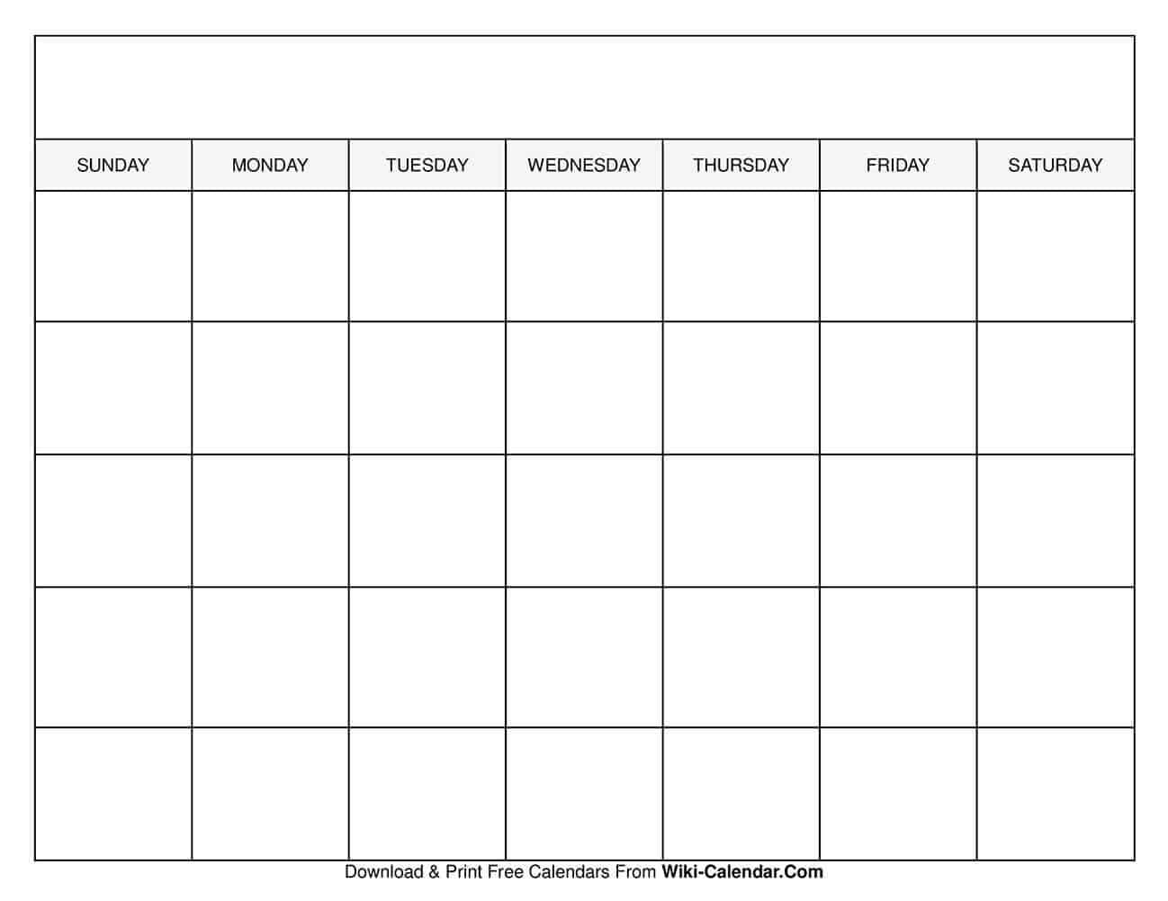 Printable Blank Calendar Templates - Wiki Calendar Pertaining To Blank Calander Template