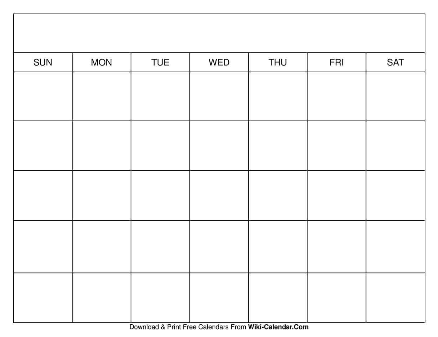 Printable Blank Calendar Templates - Wiki Calendar Pertaining To Blank Calander Template