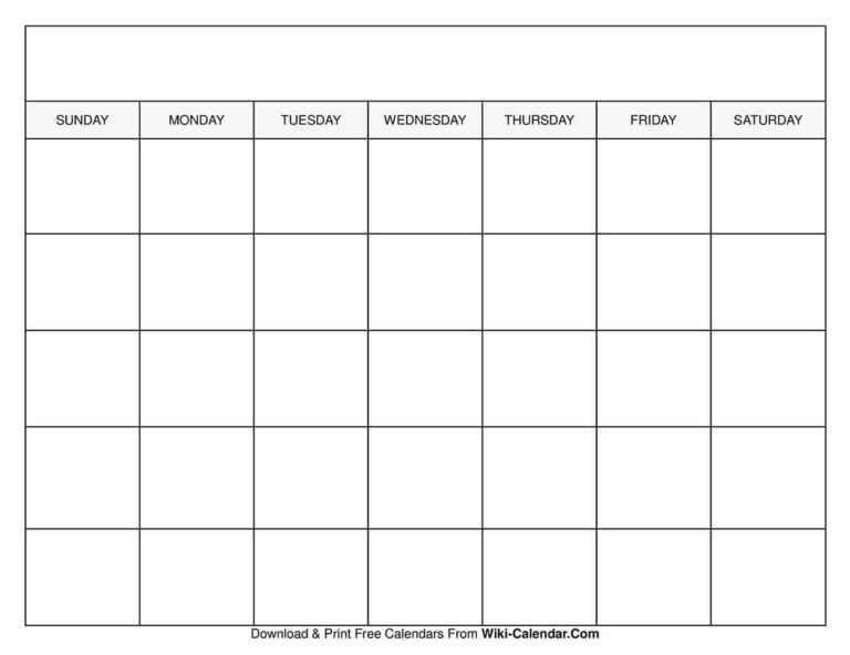 Printable Blank Calendar Templates – Wiki Calendar Regarding Blank ...