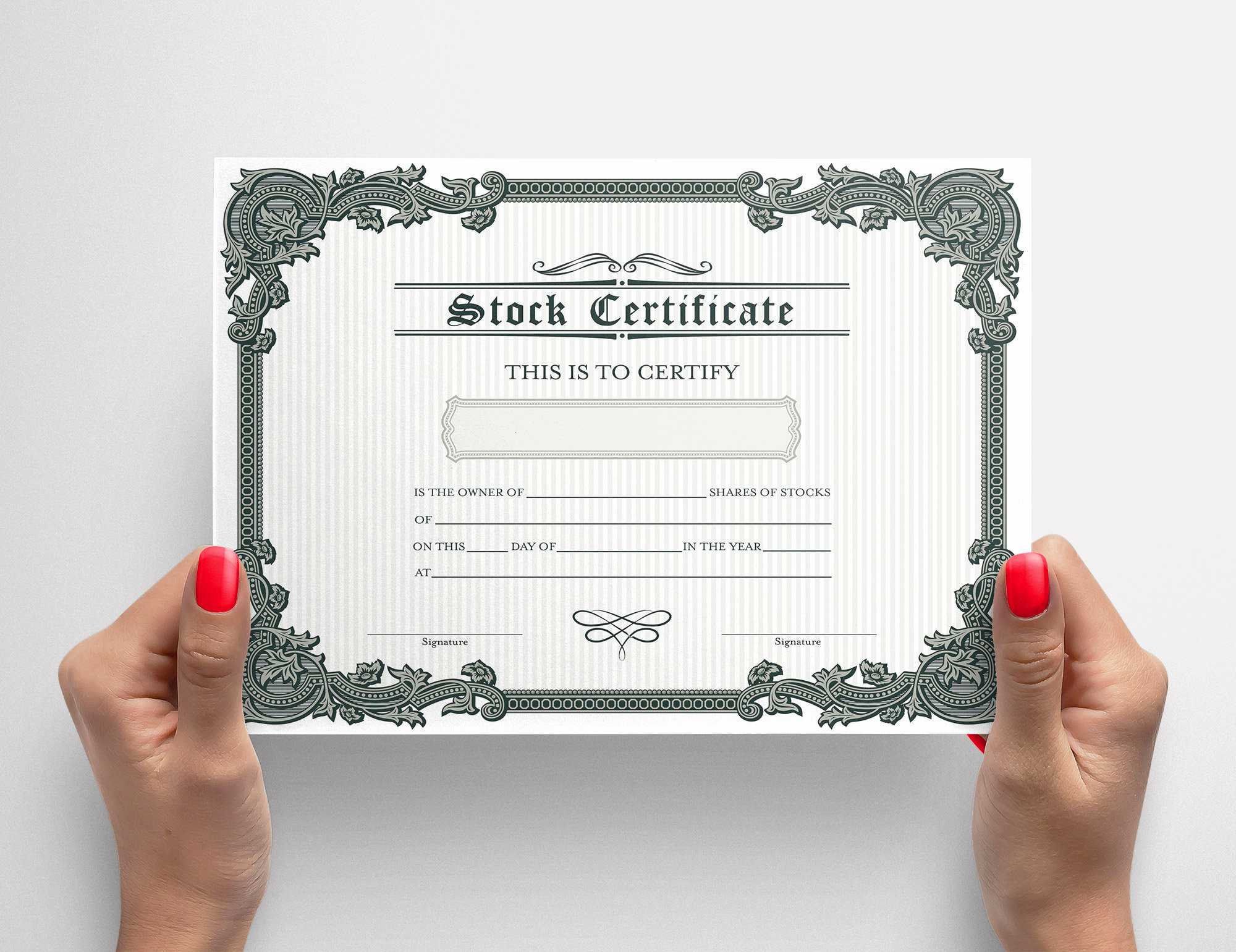 PRINTABLE Blank Stock Certificate Template DIY Certificate of  In Template Of Share Certificate