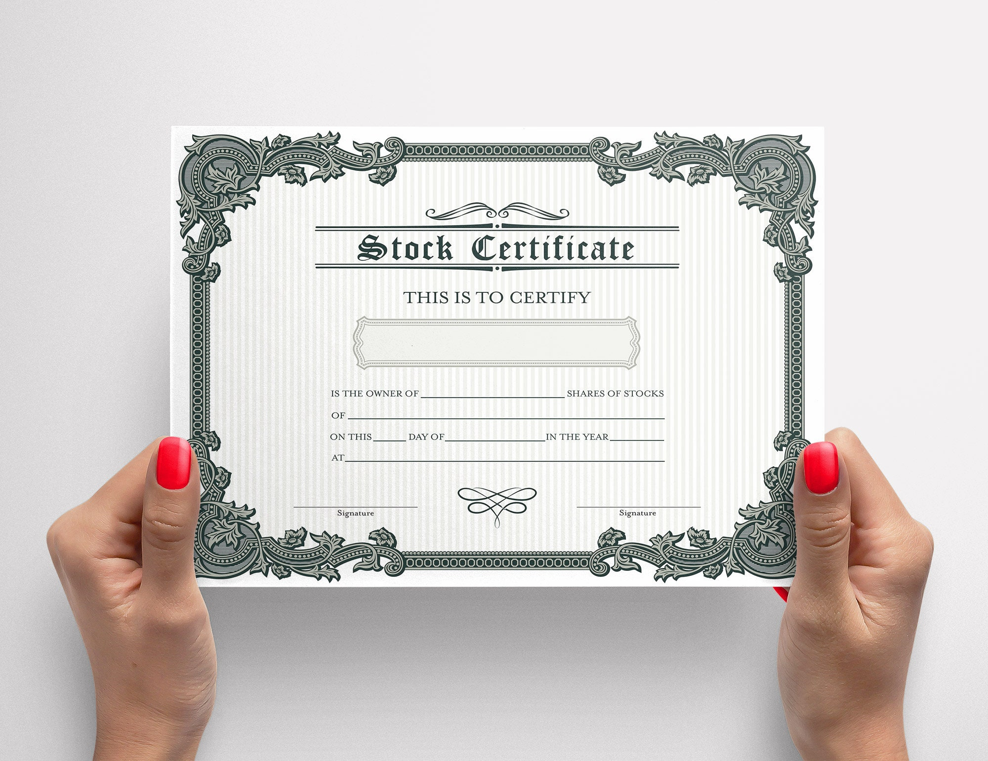 PRINTABLE Blank Stock Certificate Template DIY Certificate of  Pertaining To Shareholding Certificate Template