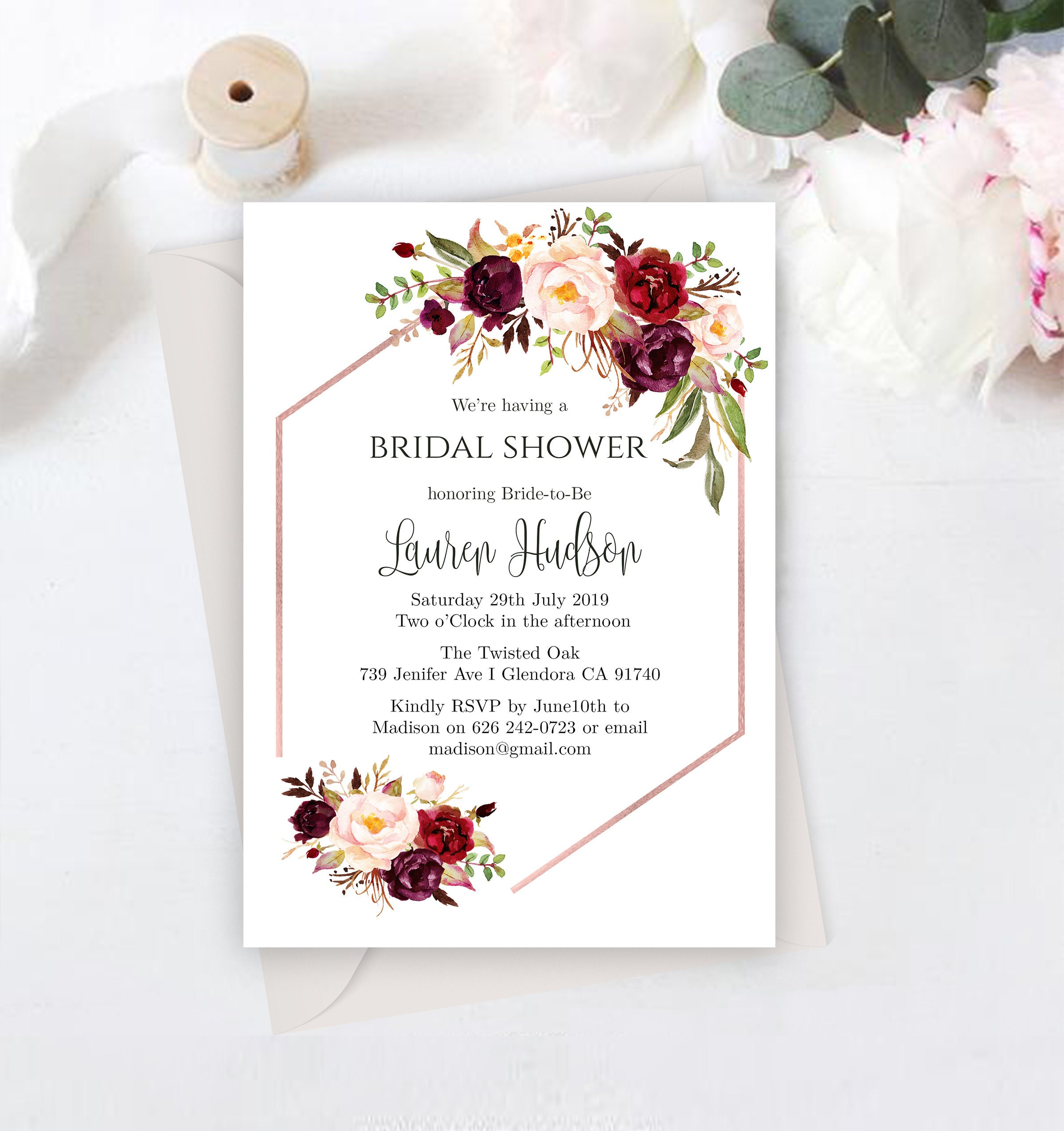 Printable Bridal Shower Invitation Template Wedding Bridal – Etsy With Blank Bridal Shower Invitations Templates